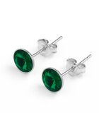 BIJUTERIA NEAGRA Cercei din Argint 925 cu Cristale Swarovski Verde Inchis - inchidere tip surub - fluturas