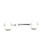 BIJUTERIA NEAGRA Cercei din Argint 925 cu Perle Preciosa albe - inchidere tip surub - fluturas - stud