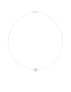 BIJUTERIA NEAGRA Colier fir transparent cu perla Preciosa alba si inchidere din Argint 925 - Alb