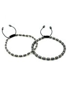 BIJUTERIA NEAGRA Set doua Bratari cu bile din AUR 14K si Hematit - reglabile - barbat