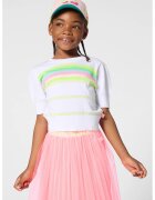 Billieblush Pulover crop cu dungi - Alb/Galben
