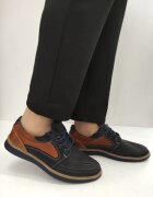 BIO FLEX Pantofi Perforati Barbati 1523 Bleumarin Cu Maro - Albastru - Albastru