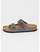 Birkenstock Papuci din piele intoarsa cu catarama ajustabila - Gri