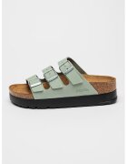 Birkenstock Papuci flatform de piele Florida III - Verde pal/Argintiu