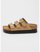 Birkenstock Papuci flatform de piele intoarsa Florida III - Caramel