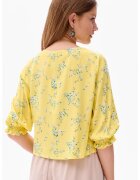 blue shadow Bluza cu imprimeu floral si maneci medii