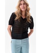 blue shadow Bluza lejera crosetata cu decolteu in V