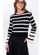 blue shadow Pulover cu dungi Taya - Negru/Ecru