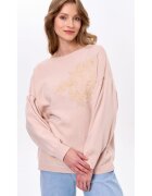 blue shadow Pulover supradimensionat cu broderie si maneci cazute