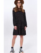 blue shadow Rochie cu buline si insertii din dantela Shay