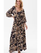 blue shadow Rochie maxi cu decolteu in V adanc Frida 2 - Negru/Galben