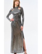 blue shadow Rochie maxi cu decupaje si aspect metalizat