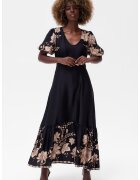 blue shadow Rochie maxi cu imprimeu floral si decolteu in V