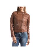 BLUE WELLFORD Jacheta biker cu fermoar Din piele - Maro - Maro