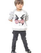 Bluza de bumbac cu imprimeu grafic - Rosu stins/Alb optic/Gri deschis melange