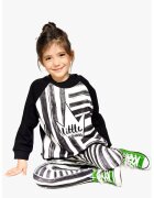  Bluza de trening cu imprimeu frontal cu model in dungi - Alb/Negru/Gri antracit