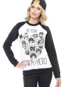  Bluza de trening de bumbac cu maneci raglan - Negru/Galben pal/Alb optic