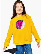  Bluza de trening lejera din bumbac cu detaliu aplicat - Fucsia/Galben mustar