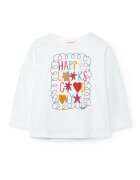 boboli Bluza cu imprimeu text pe partea din fata si decolteu la baza gatului - Rosu/Alb/Galben