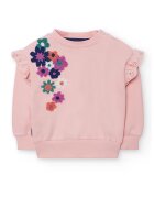 boboli Bluza de trening cu aplicatii florale brodate si volane - Portocaliu/Roz prafuit/Albastru
