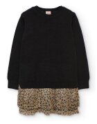 boboli Rochie combi cu garnituri cu model - Negru/Kaki
