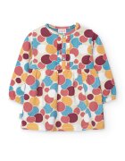boboli Rochie evazata cu fenta cu nasturi si model - Rosu/Galben/Albastru