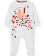 boboli Salopeta cu botosei si imprimeu grafic - Roz somon/Gri deschis melange