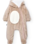 boboli Salopeta pufoasa cu botosei si gluga - Alb/Maro taupe