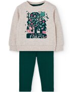 boboli Set de bluza cu imprimeu si pantaloni cu talie ajustabila - 2 Piese - Verde/Gri melange