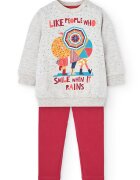 boboli Set de colanti si bluza cu model - 2 Piese - Rosu/Gri melange/Albastru