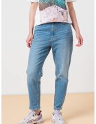 Boss Blugi cu talie inalta si aspect decolorat - Albastru deschis