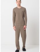 Boss Bluza de pijama texturata - Maro inchis