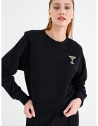 Boss Bluza de trening de bumbac cu decolteu la baza gatului - Negru