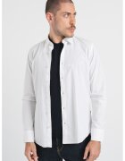 Boss Camasa regular fit de bumbac cu logo brodat - Alb optic