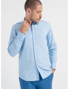 Boss Camasa regular fit de bumbac cu logo brodat - Albastru deschis