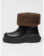 Boss Ghete de piele cu anou pe spate si detalii de blana shearling sintetica Foster - Negru
