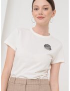 Boss HUGO - Tricou de bumbac cu imprimeu - Alb/Negru stins/Argintiu