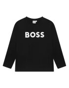 BOSS Kidswear Bluza cu decolteu la baza gatului si imprimeu logo contrastant - Negru