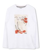 BOSS Kidswear Bluza cu imprimeu grafic si decolteu la baza gatului - Alb optic