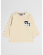 BOSS Kidswear Bluza de bumbac cu decolteu la baza gatului si logo - Albastru ultramarin/Bej