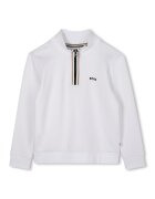 BOSS Kidswear Bluza de trening cu fermoar scurt - Alb optic