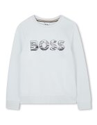 BOSS Kidswear Bluza de trening cu imprimeu logo - Alb murdar