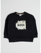 BOSS Kidswear Bluza de trening din amestec de bumbac cu imprimeu logo - Negru/Bej