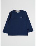 BOSS Kidswear Bluza din bumbac cu decolteu la baza gatului - Bleumarin