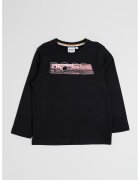 BOSS Kidswear Bluza din bumbac cu decolteu la baza gatului si logo - Negru/Roz deschis