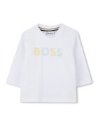 BOSS Kidswear Bluza din bumbac cu imprimeu logo - Galben/Alb optic