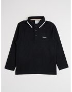 BOSS Kidswear Bluza polo cu fenta cu nasturi - Negru stins