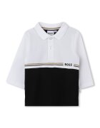 BOSS Kidswear Bluza polo cu logo - Negru/Alb optic
