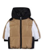 BOSS Kidswear Geaca cu vatelina si model colorblock - Alb/Negru/Bej