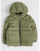BOSS Kidswear Geaca matlasata cu gluga - Verde masliniu